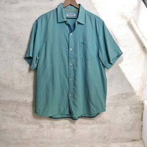 Tommy Bahama Men's Teal Short Sleeve Shirt - The Coconut Point - Size L